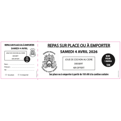 Ticket repas personnalisable - Carnet numéroté détachable 210×110 mm